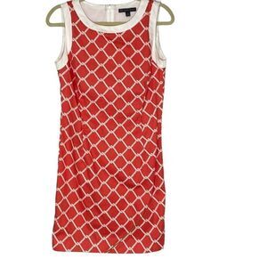 Brooks Brothers Nautical Sleeveless Shift Dress‎ Cotton Coral Preppy Size 10